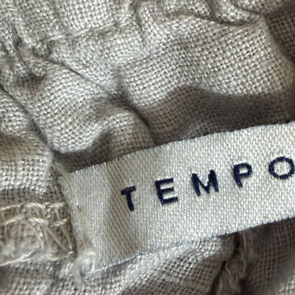 Tempo Paris Pants Women’s Size Medium 100% linen Lightweight Elastic Waistband
